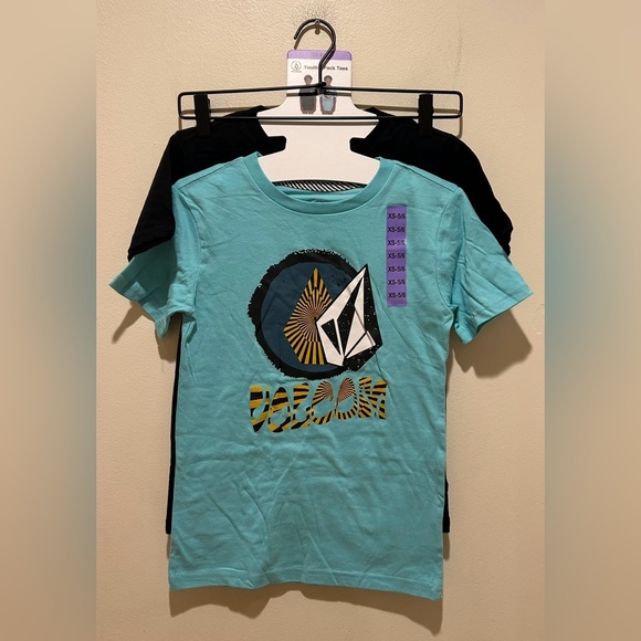 Volcom Other - NWT Volcom 2 Pack Graphic T-Shirts - Black & Teal - Youth Boy’s Size XS 5/6